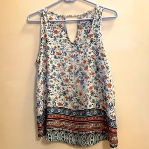 Pink Rose Floral Print White Blouse